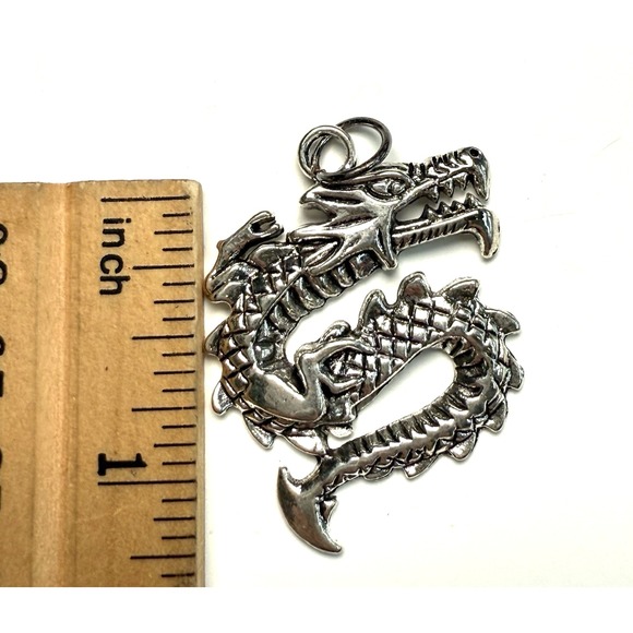 Silver Toned Dragon Pendant Charm Jewelry‎ Gift Mythical NEW - Picture 5 of 5